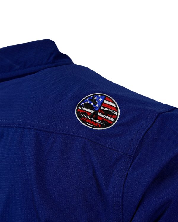 NEW! Micro-Perforated, Stretch Embroidered Button-Up Hot on Sale - Image 4