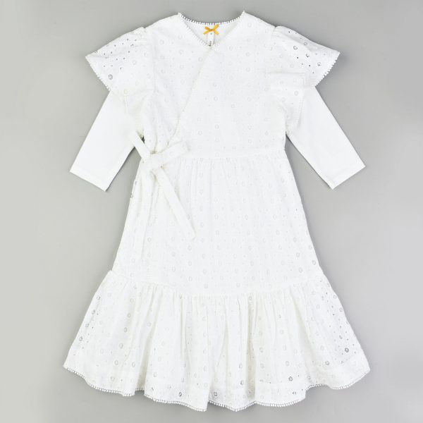 Cotton Lace Wrap Dress Online Hot Sale - Image 3