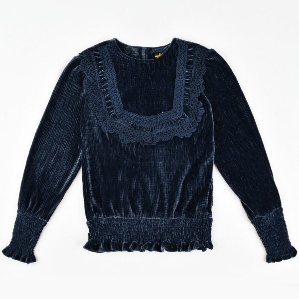 Lace Ruffle Velvet Top Cheap