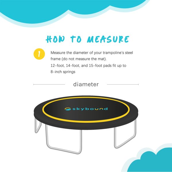 SkyBound Universal Replacement Trampoline Safety Pad - Extra Thick Foam Pad, Comfortable, Long Lasting, and Water-Resistant - Black Yellow Color - 12ft Online Hot Sale - Image 2