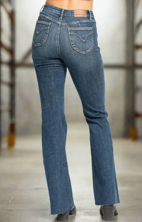 Judy Blue High Waist Tummy Control Shield Back Pocket Flare Jeans Sale - Image 2