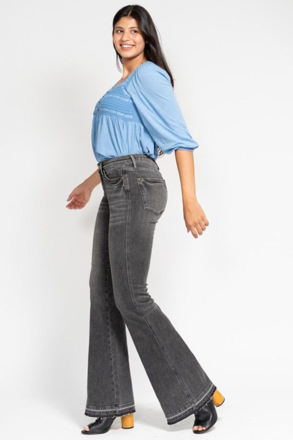 Judy Blue Tummy Control Washed Release Hem Flare Jeans Online Sale - Image 5