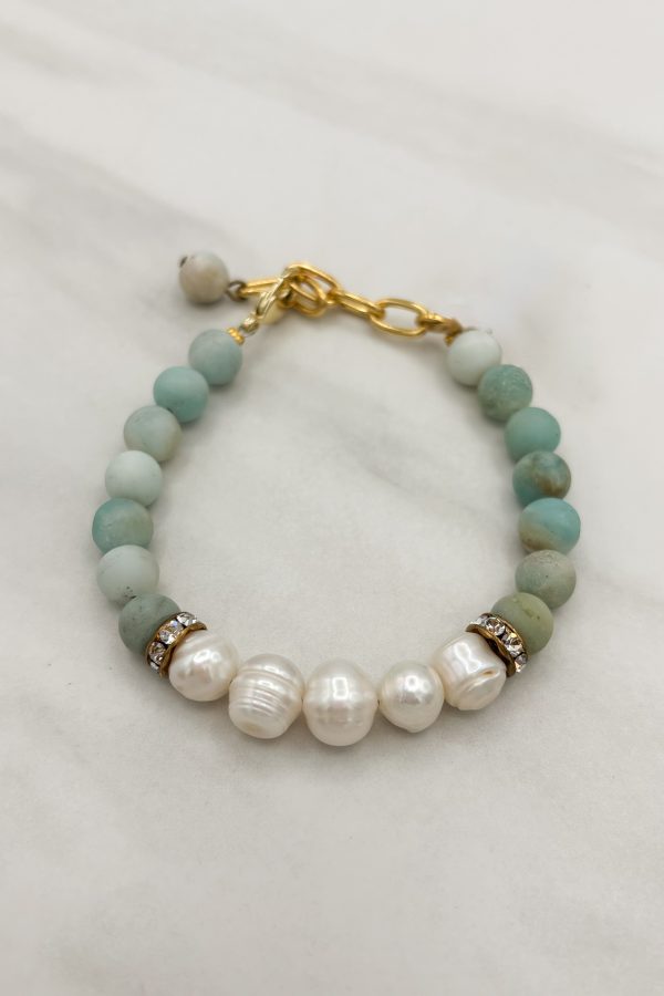 Crystal and Pearl Accented Stone Bead Bracelet Online Hot Sale - Image 3