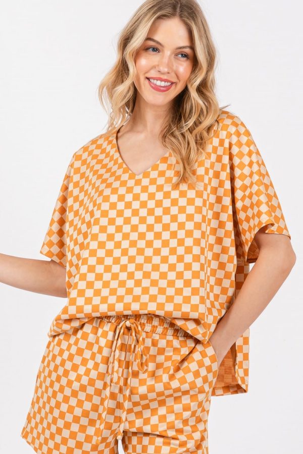 Ces Femme Game Day Checker Pattern V-neck Top on Sale - Image 4