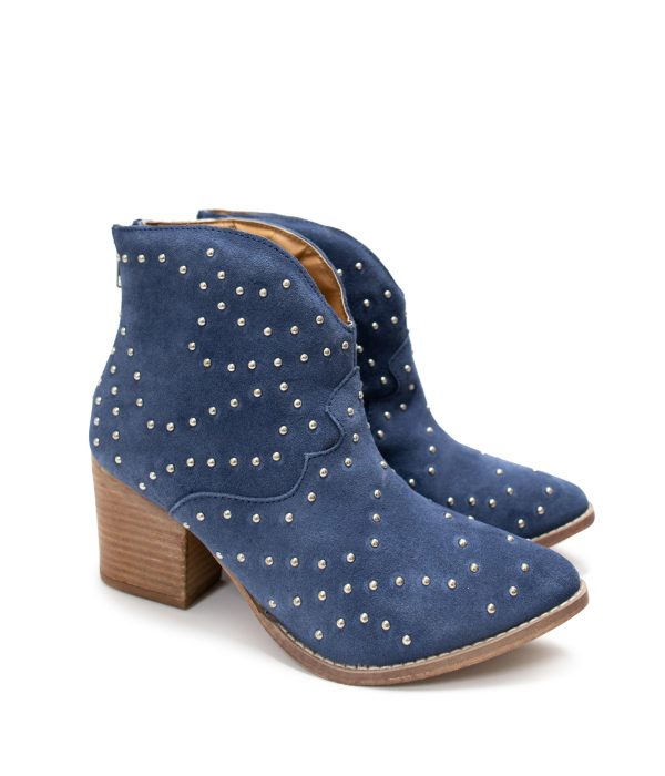 Hazel Blues® |  Twilight Studded Heeled Ankle Boot in Denim Online now - Image 2